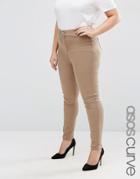 Asos Curve Rivington Jeggings In Soft Brown - Brown