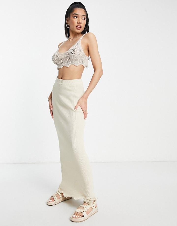 Sndys Knitted Maxi Skirt In Sand - Part Of A Set-neutral