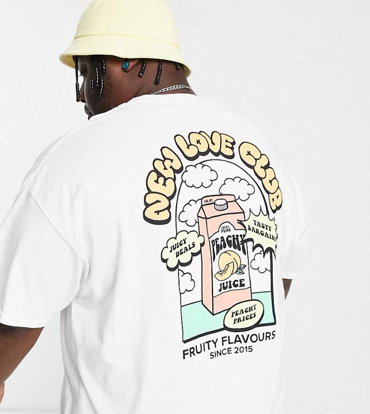 New Love Club Plus Juice Carton Back Print Oversized T-shirt In White