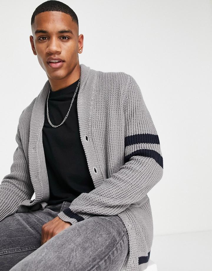 Only & Sons Shawl Cardigan In Gray-grey