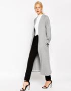 Asos Textured Jersey Maxi Jacket - Gray Marl
