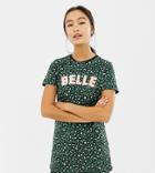 New Look Longline Tee In Leopard Print-green