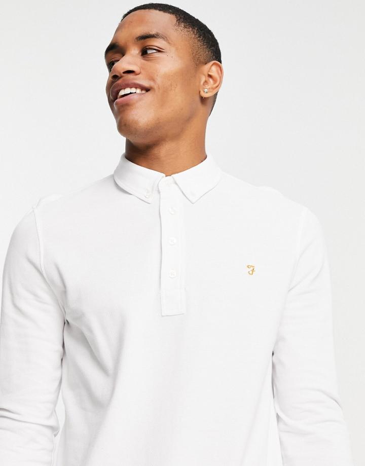 Farah Ricky Long Sleeve Polo In White