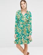 Trollied Dolly Super Swingy 70's Floral Dress - Green