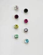 Designb London Rainbow Crystal Stud Multipack Earrings - Multi