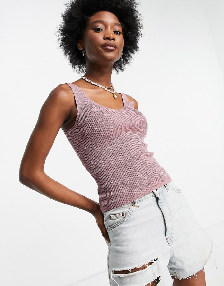 Jdy Knitted Tank In Rose-pink