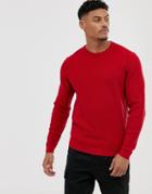 Asos Design Knitted Ribbed Sweater In Red