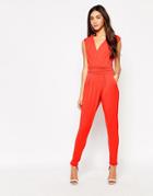 Wal G Wrap Front Jumpsuit - Orange