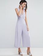Asos Jumpsuit With Origami Detail And Culotte Leg - Gray