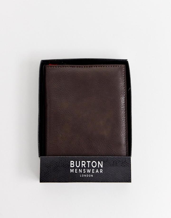 Burton Menswear Faux Leather Passport Holder In Dark Brown - Brown