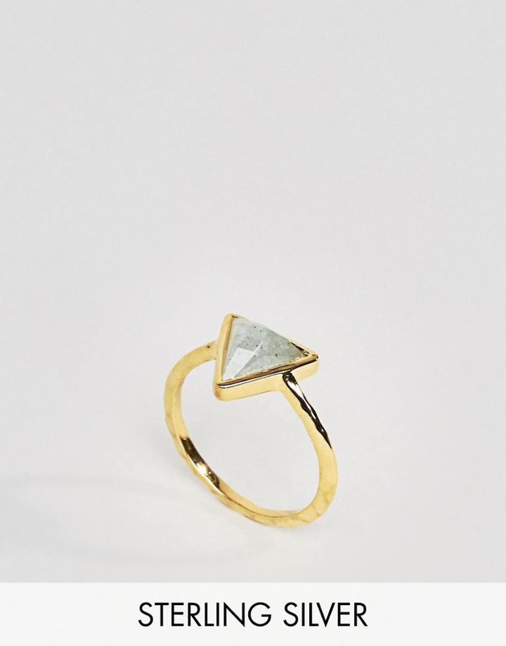 Carrie Elizabeth 14k Gold Aquamarine Triangle Ring - Gold