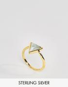 Carrie Elizabeth 14k Gold Aquamarine Triangle Ring - Gold