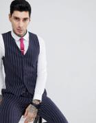 Gianni Feraud Skinny Fit Pinstripe Suit Vest-navy