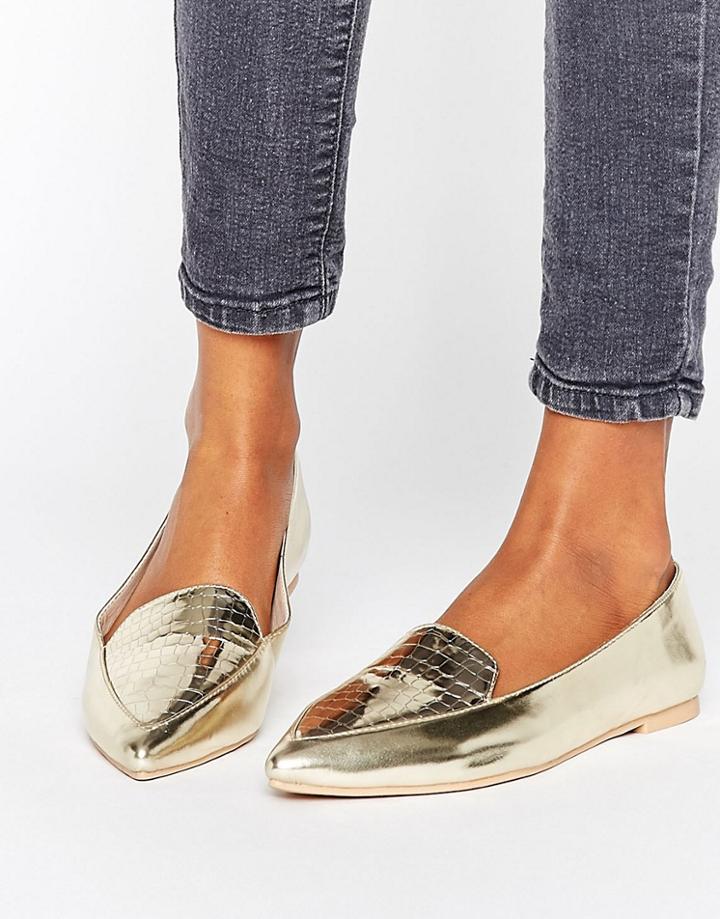 Asos Leyton Ballet Flats - Gold