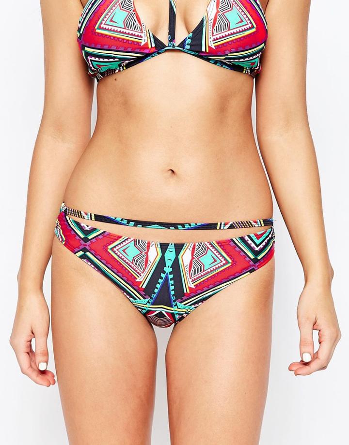 Oh My Love Strap Detail Bikini Bottoms - Multi Print