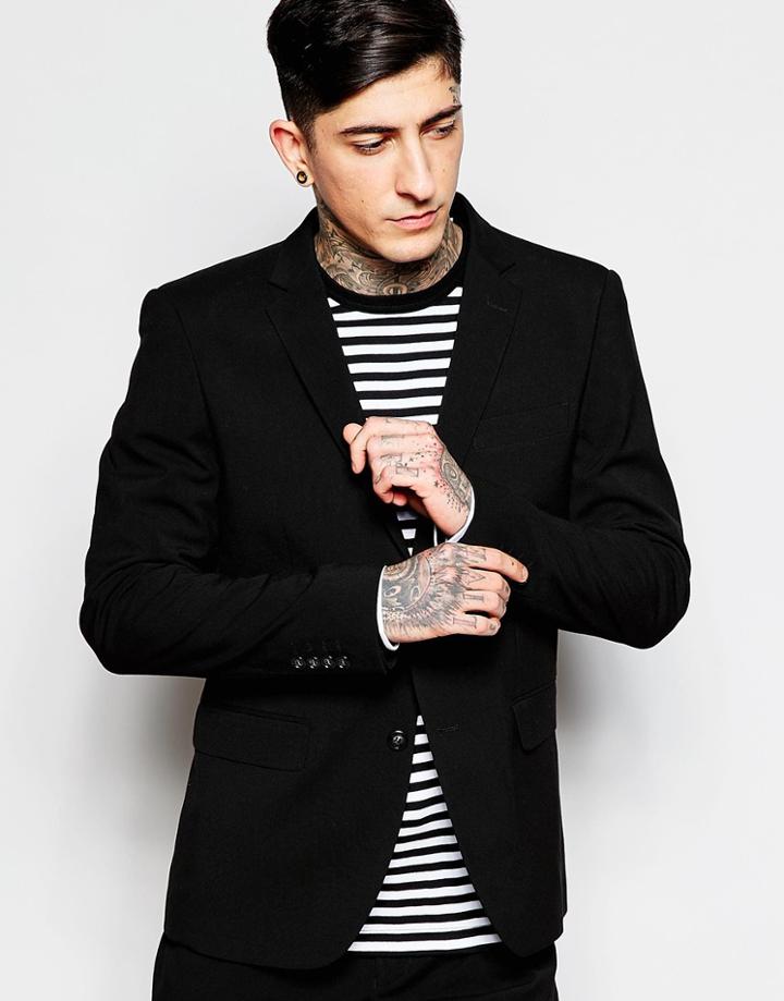 Lindbergh Suit Jacket In Slim Fit In Black - Black