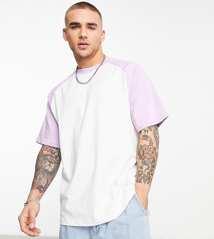 Bershka Oversized Raglan Sleeve T-shirt In Mauve-purple