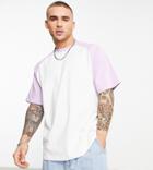 Bershka Oversized Raglan Sleeve T-shirt In Mauve-purple