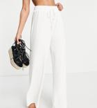 South Beach Exclusive Rib Oversized Rib Pants In Cream - Part Of A Set-white
