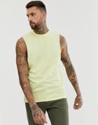 Asos Design Organic Relaxed Sleeveless T-shirt With Dropped Armhole In Yellow - Yellow