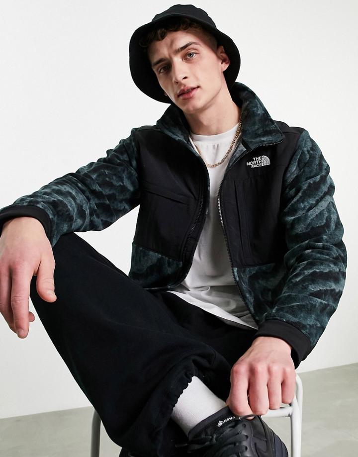 The North Face Denali 2 Tiger Print Fleece Jacket In Black/green