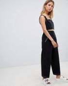 Asos Design Overall With Contrast Stitch And Cut Out - Black