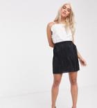 Asos Design Petite Plisse Flippy Mini Skirt-black