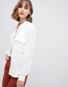 Stradivarius Pocket And Button Detail Utility Blouse - White