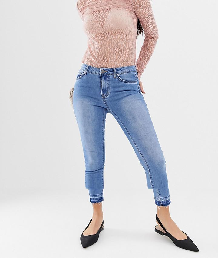 Vila Slim Jean With Frayed Hem-blue