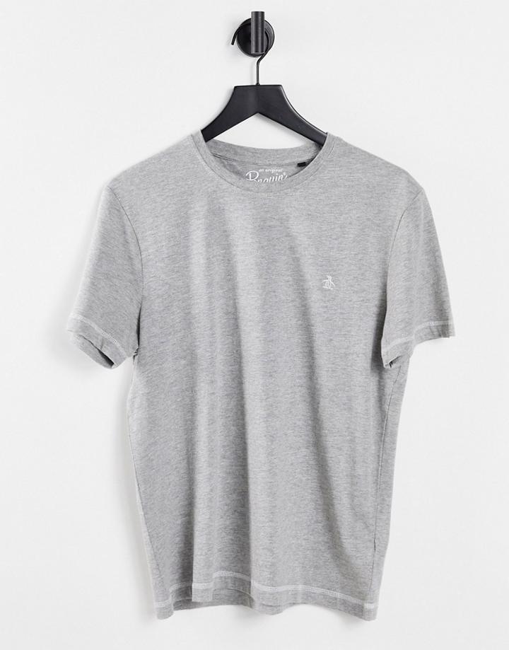 Original Penguin Coverstitch Crew Neck T-shirt-grey