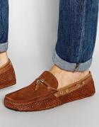 Asos Driving Shoes In Tan Suede With Perforated Detailing - Tan