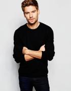 Asos Lightweight Lambswool Rich Sweater In Black - Black