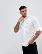 Pull & Bear Grandad Collar Shirt In White - White