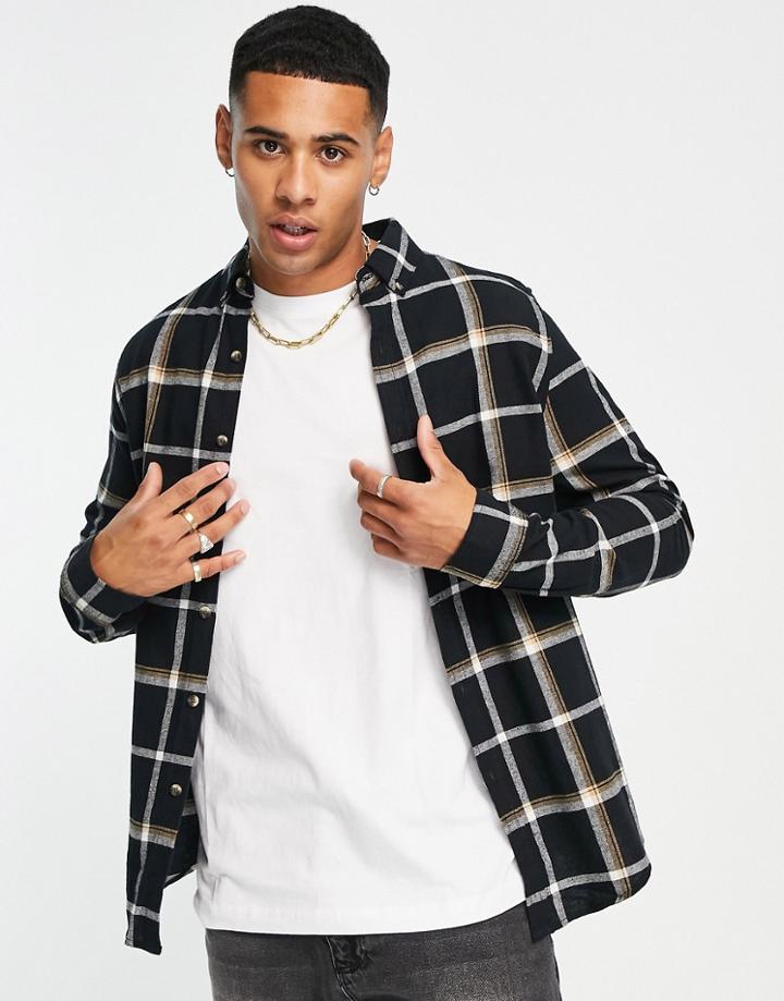 Asos Design Regular Check Shirt In Black