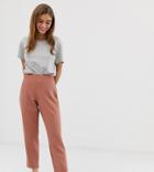 Asos Design Petite Pull On Tapered Pants In Jersey Crepe - Pink