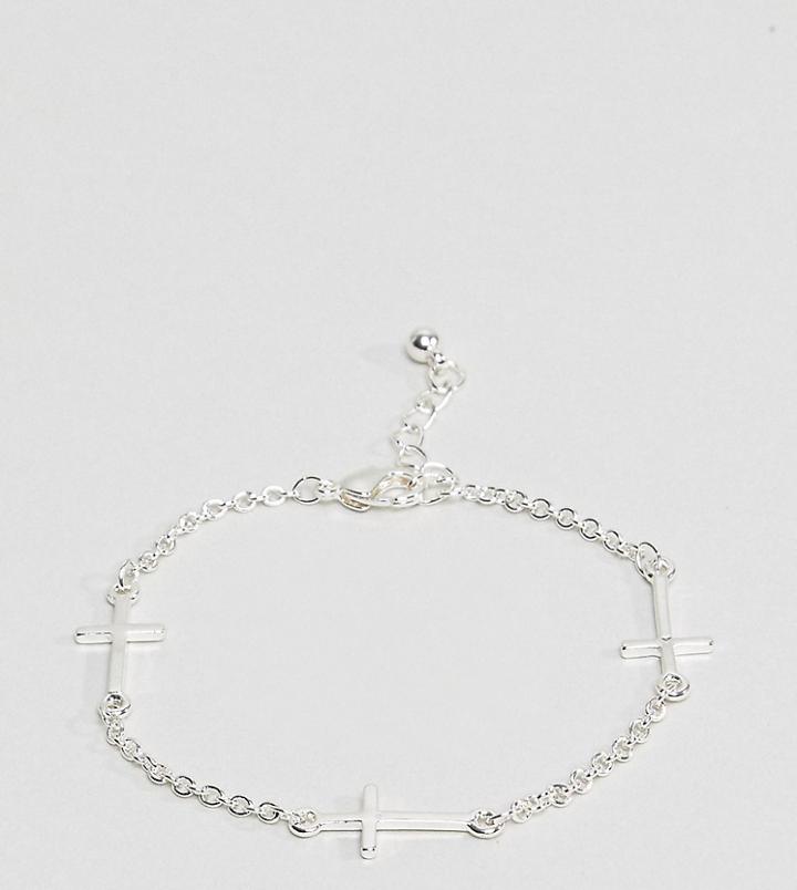 Reclaimed Vintage Cross & Chain Bracelet In Silver Exclusive To Asos - Silver