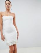 Missguided Tassle Hem Bandage Dress - White