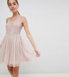 Asos Design Petite Sleeveless Dobby Lace Mix Mini Dress - Pink