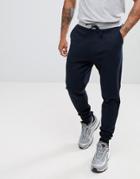 Asos Tapered Joggers In Navy With Contrast Waistband - Navy