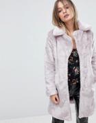 Miss Selfridge Crushed Faux Fur Coat - Purple