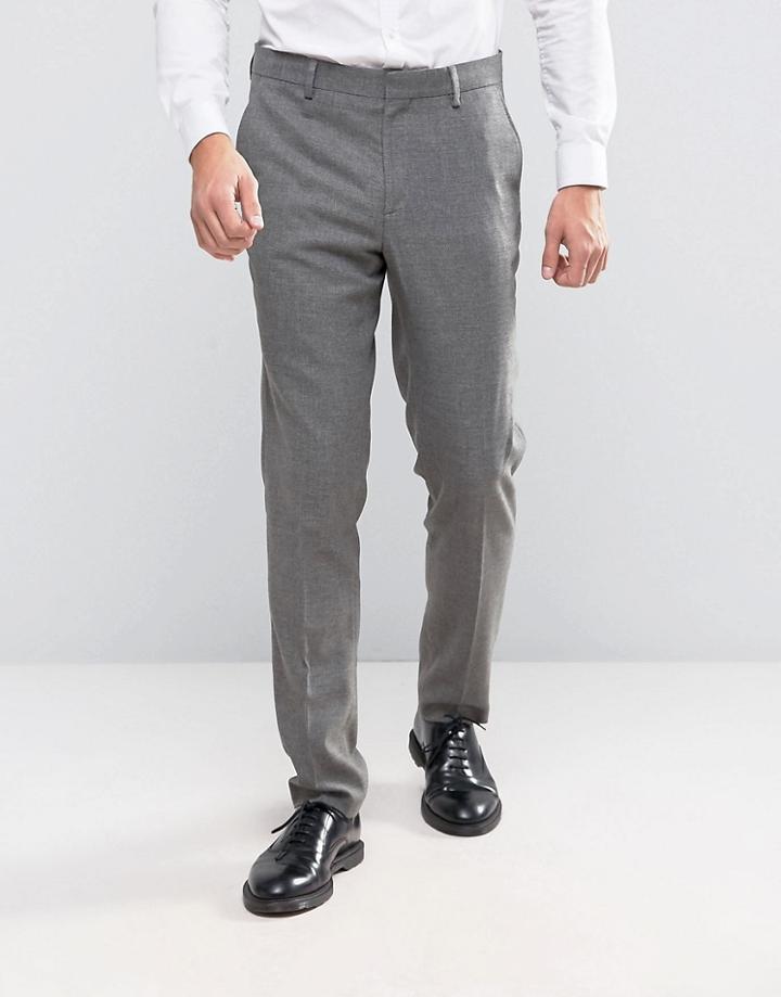 Asos Skinny Suit Pant In Gray Micro Texture - Gray