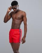 Adidas Swim Shorts With Stripes In Red Cv5140 - Red