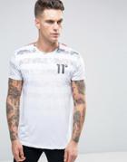 11 Degrees T-shirt With Floral Print Stripes - White
