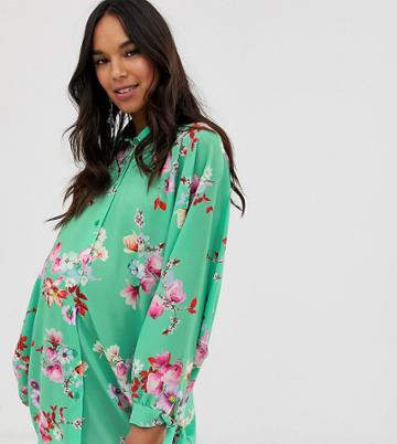 Blume Maternity Oversized Shirt In Multi Floral