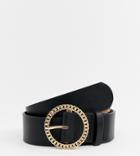 River Island Belt With Chain Buckle In Black - Black