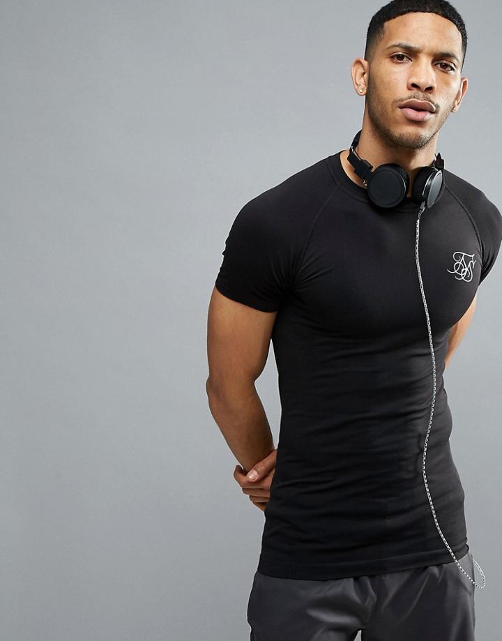 Siksilk Compression T-shirt In Black - Black