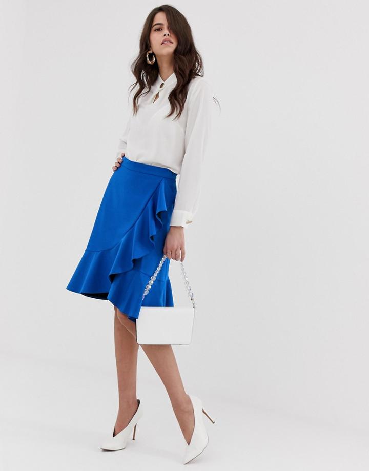 Closet Frill Hem Wrap Skirt-blue