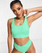 Asos 4505 Active Swim Bikini Top With Back Cut Out Detail-green