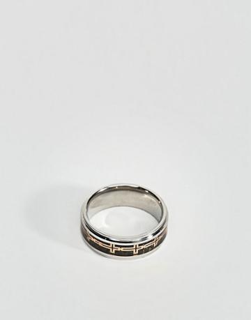 Seven London Silver & Black Cross Ring - Silver