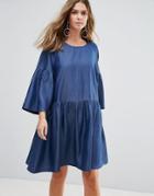Just Female Wang Flared Sleeved Dress - Blue